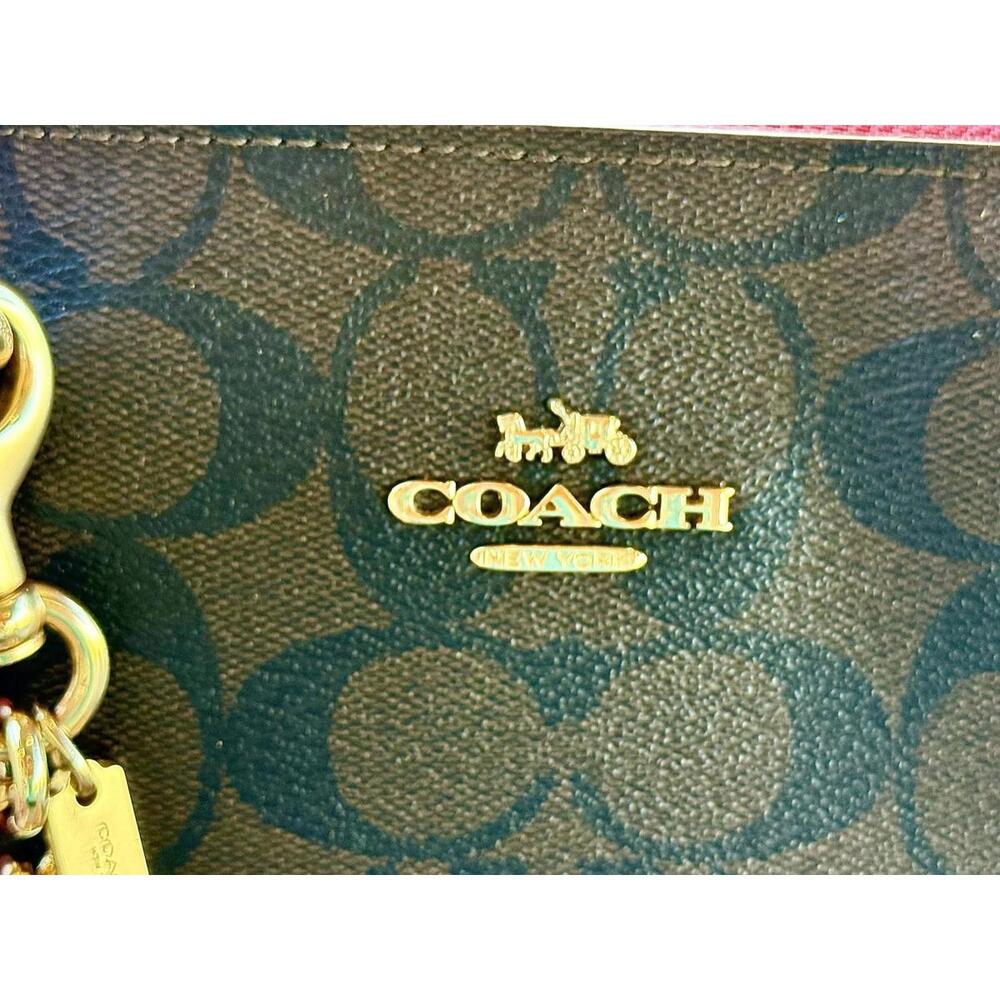 👜 Coach Rowan Satchel in Signature Canvas with Red Leather Trim NWOT - Picture 7 of 15
